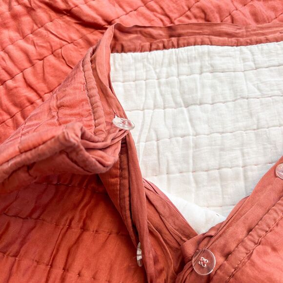 Pottery Barn Coral Silk Channel Stitch 27" Euro Sham Pillow Case Square Preppy - Picture 4 of 10